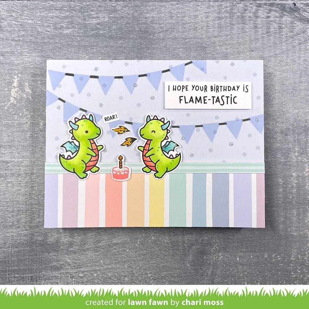 Lawn Fawn - Clear Stamps - Little Dragon Flip-Flop LF3427