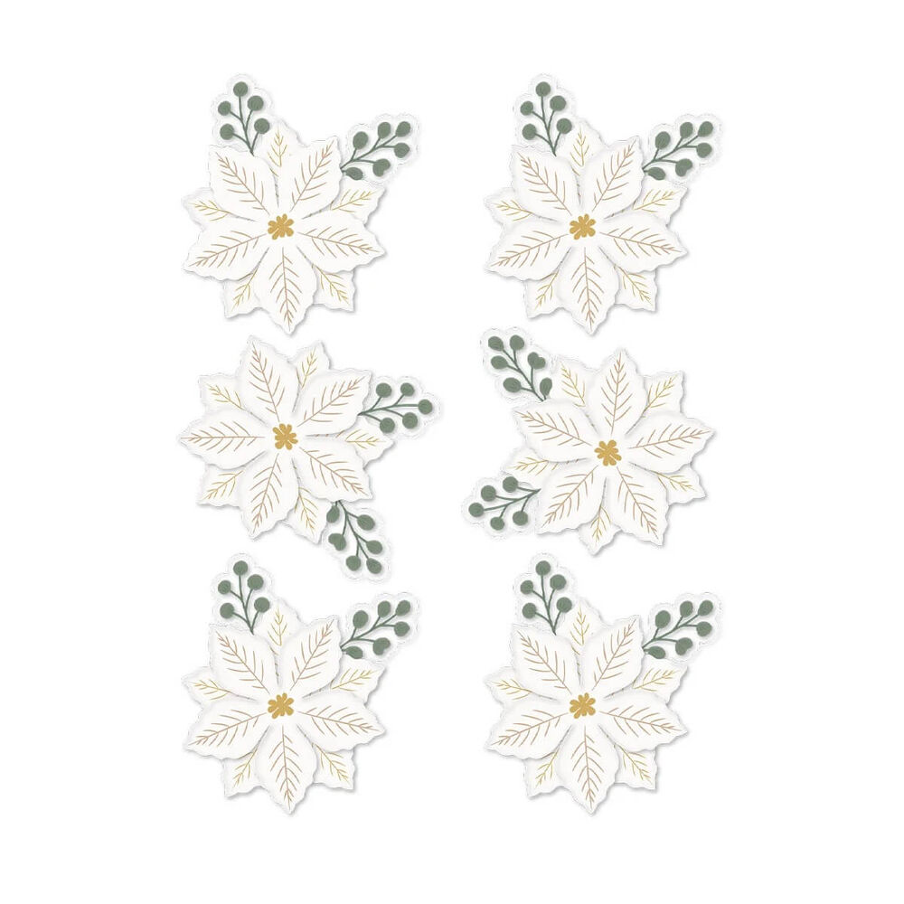 Spellbinders - Rosie's Studio Sleigh Bells Ring Gold Poinsettias Dimensional Acetate Stickers 169430