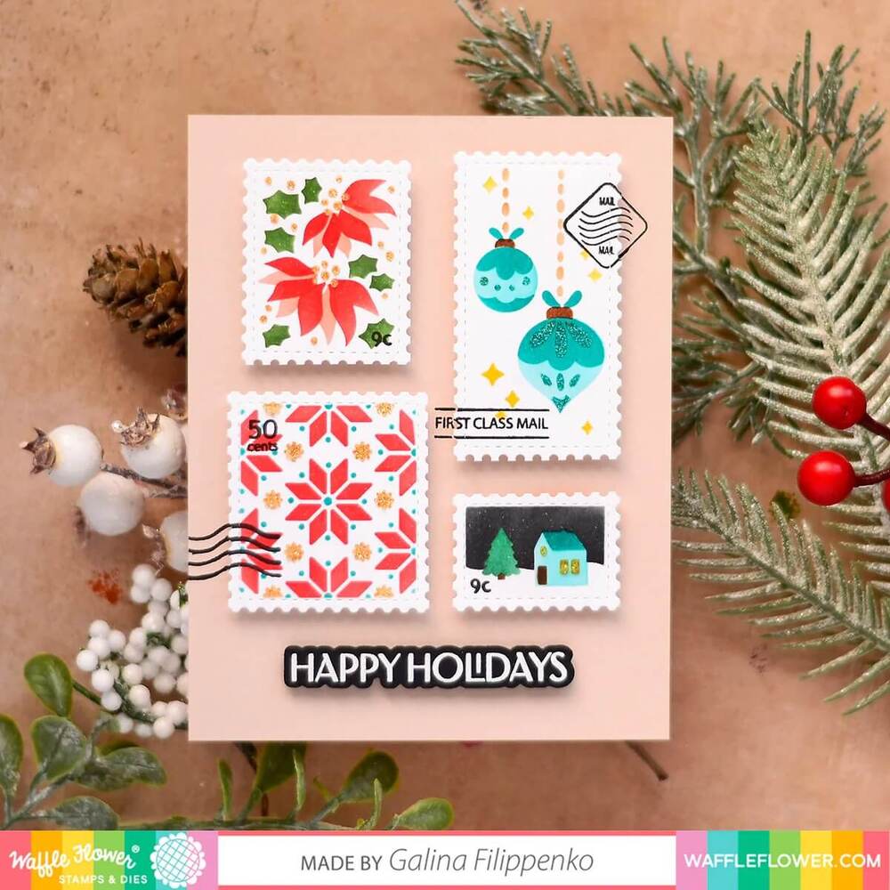 Waffle Flower Dies - Postage Collage 421382
