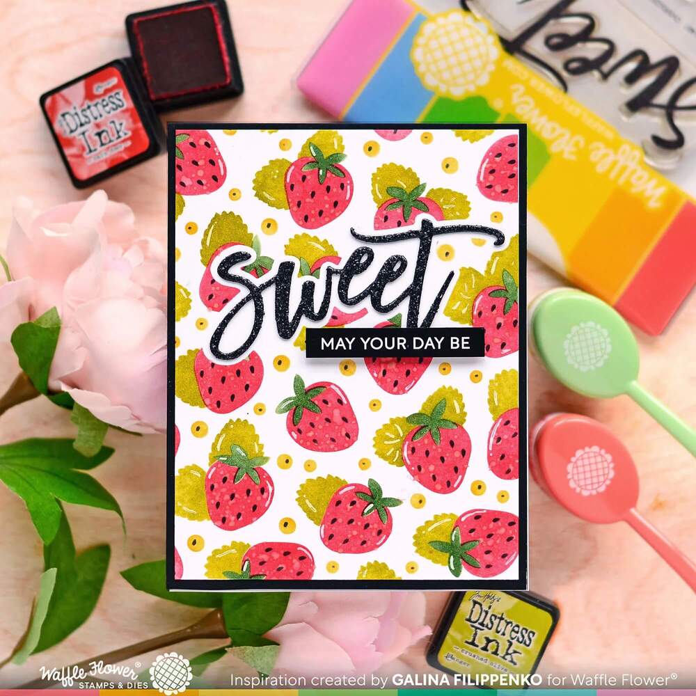 Waffle Flower Background Stencil - Strawberries 421497