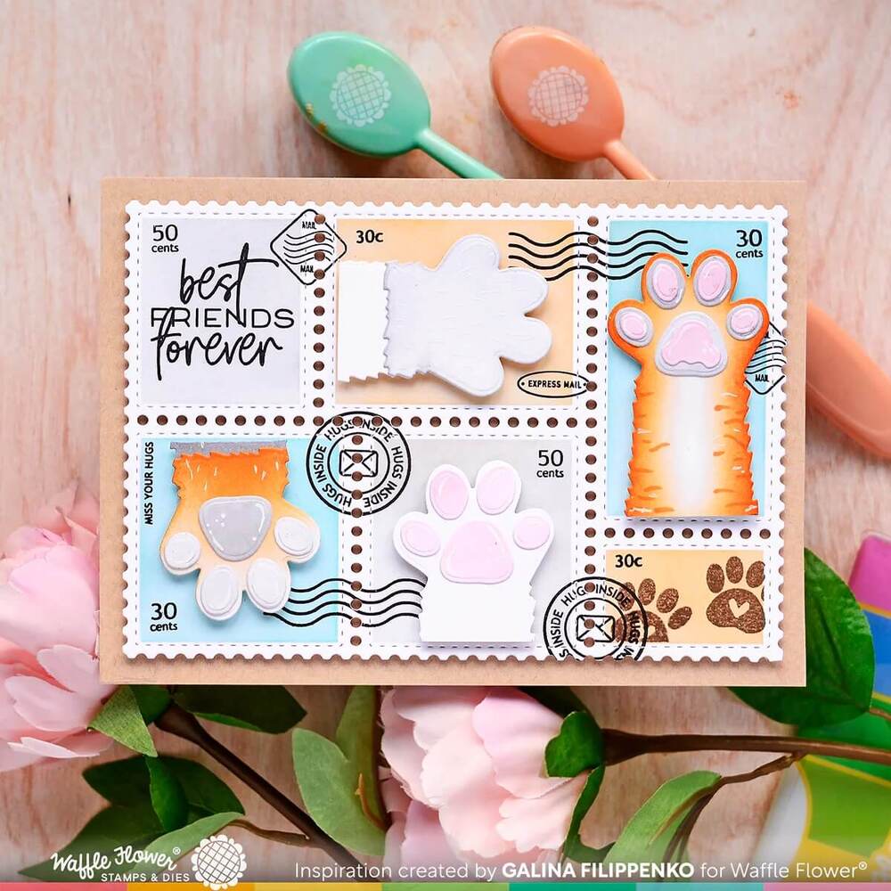 Waffle Flower Stencil - Postage Collage A7 Blocks 421585