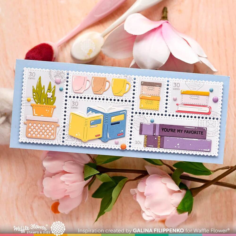 Waffle Flower Stencil - Postage Collage Slimline Blocks 421587