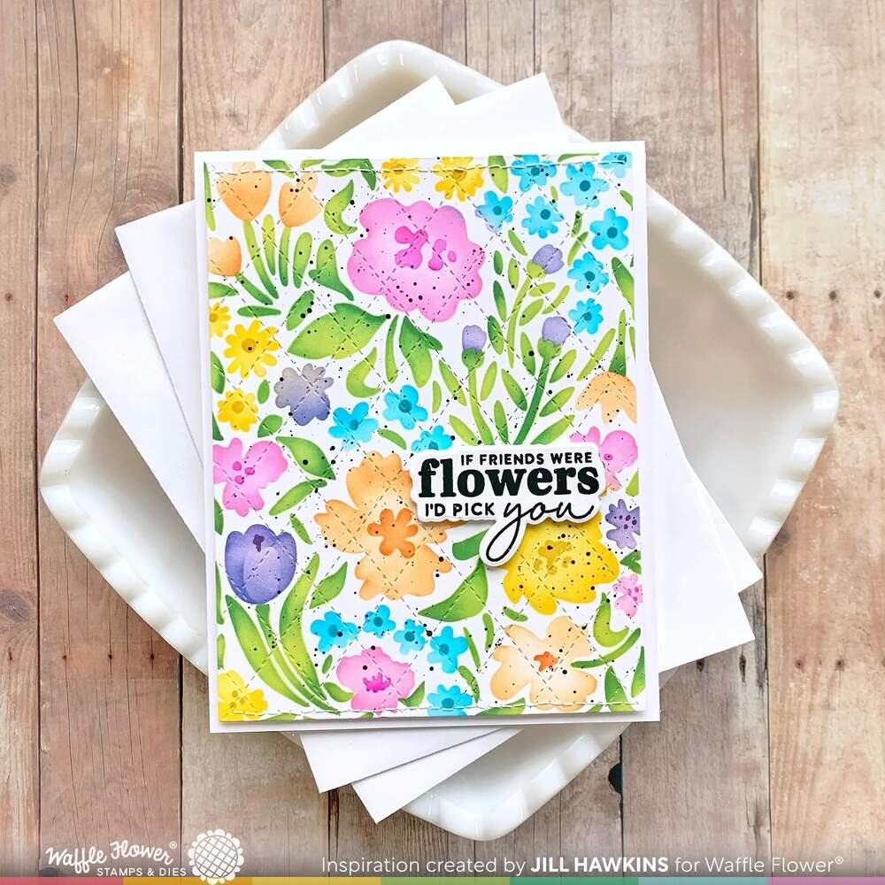 Waffle Flower Matching Dies - Full Bloom Sentiments 421612