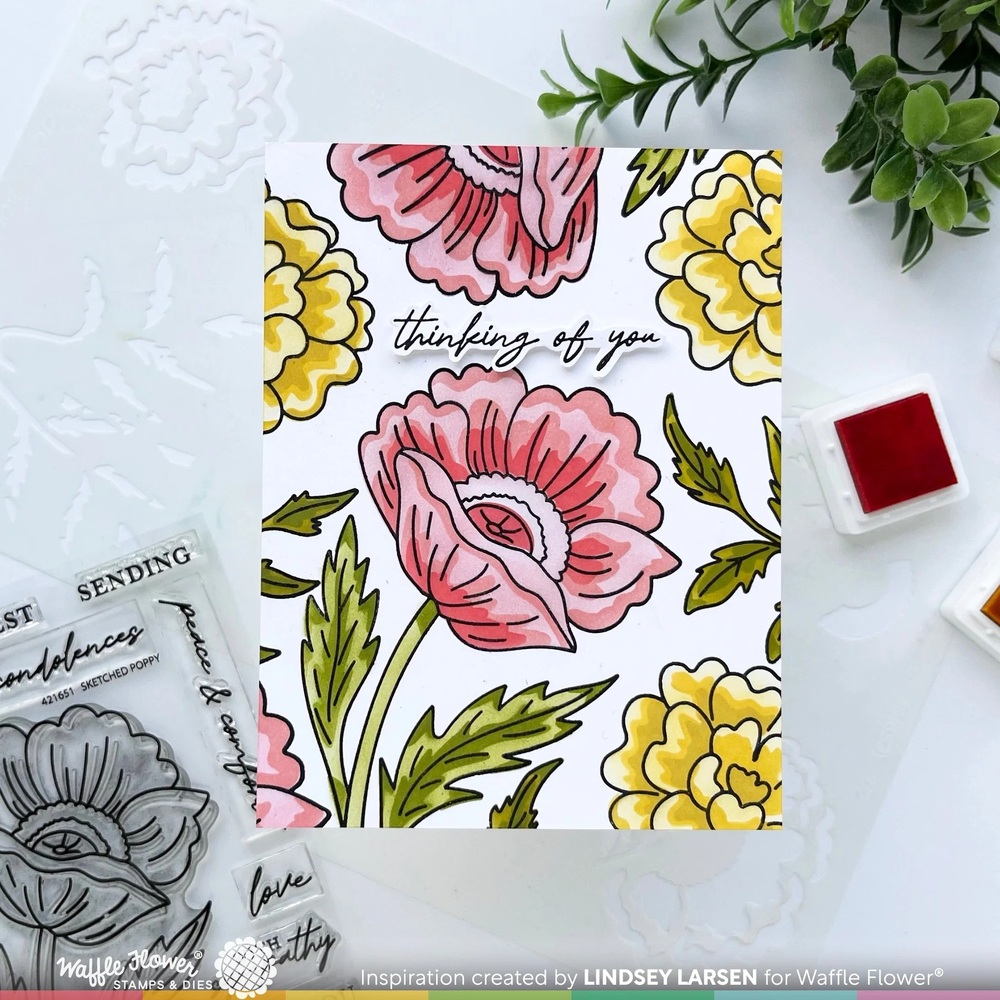 Waffle Flower Clear Stamps - Sketched Poppy 421651