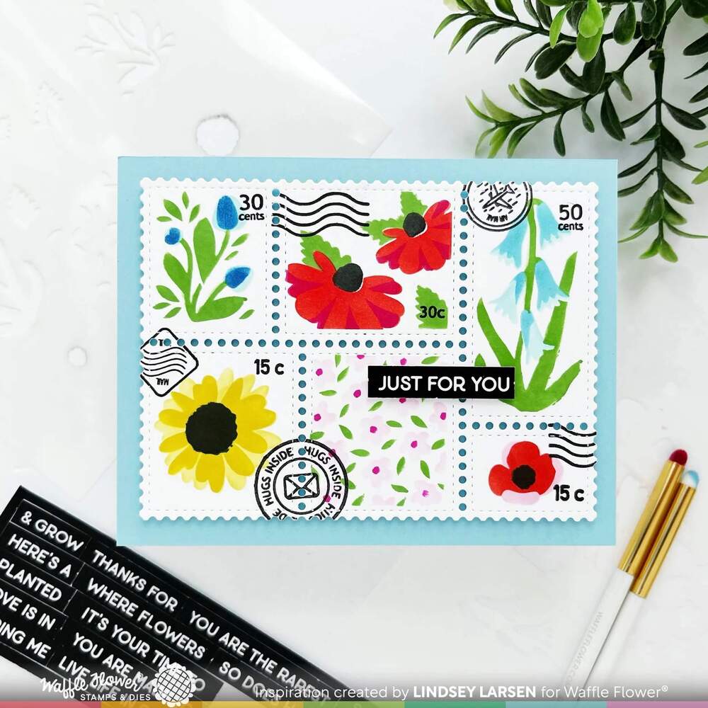 Waffle Flower Stencil - Postage Collage Wild Flower 421693