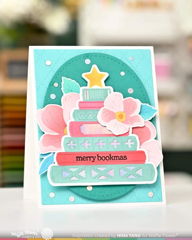 Waffle Flower Die-n-stencil - Merry Bookmas 421764