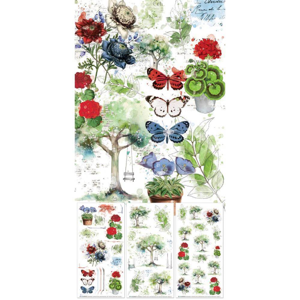 49 and Market Summer Porch Rub-on Transfer Set - Botanical