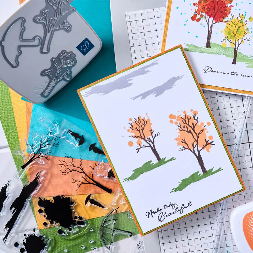 Sizzix A5 Clear Stamps (20PK) w/ Framelits Die (3PK) - Creative Coordinations, Rainy Day Feeling by Stacey Park 666843