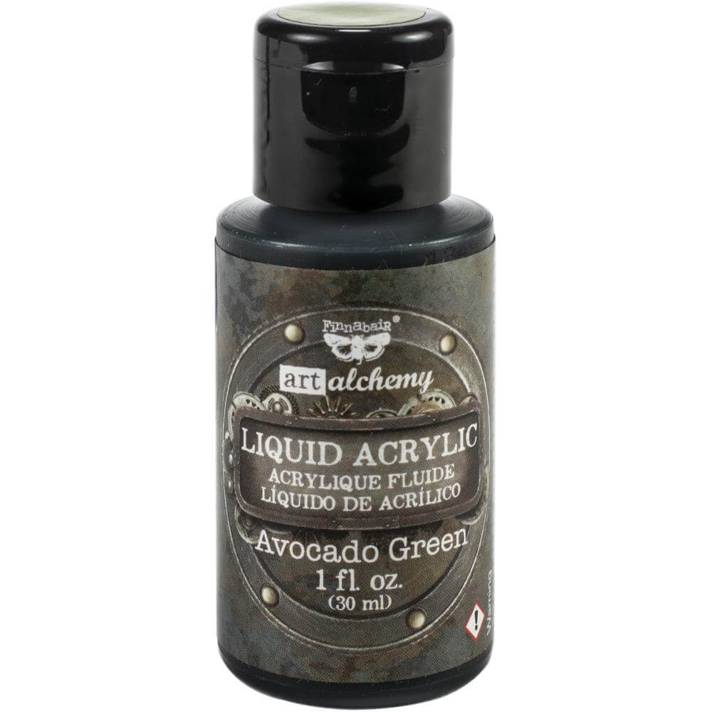 Finnabair Art Alchemy Liquid Acrylic Paint 1 Fluid Oz - Avocado Green