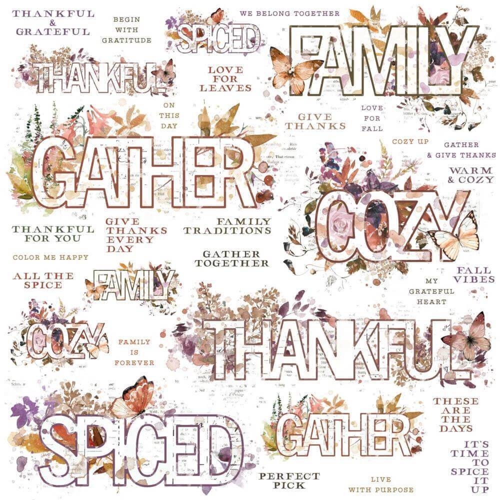 49 And Market ARToptions Plum Grove Rub-Ons 12"X12" - Sentiments (1/Sheet)
