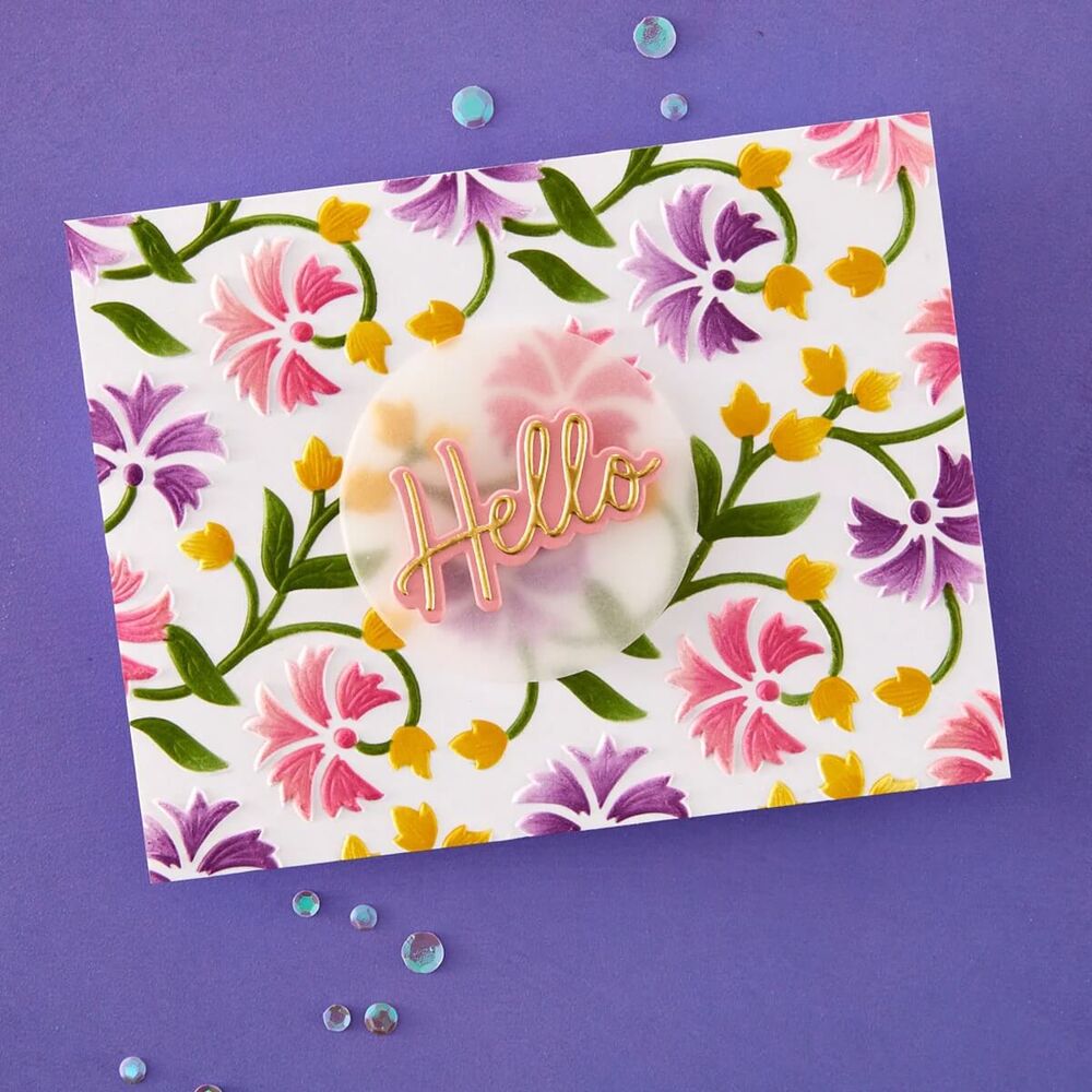 Spellbinders 3D Embossing Folder and Stencil - Flowing Florals (by Simon Hurley) BD-1105