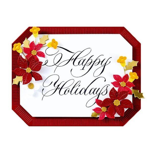 Spellbinders Press Plate & Die Set - Copperplate Holiday Sentiments Collection - Copperplate Happy Holidays (by Paul Antonio)