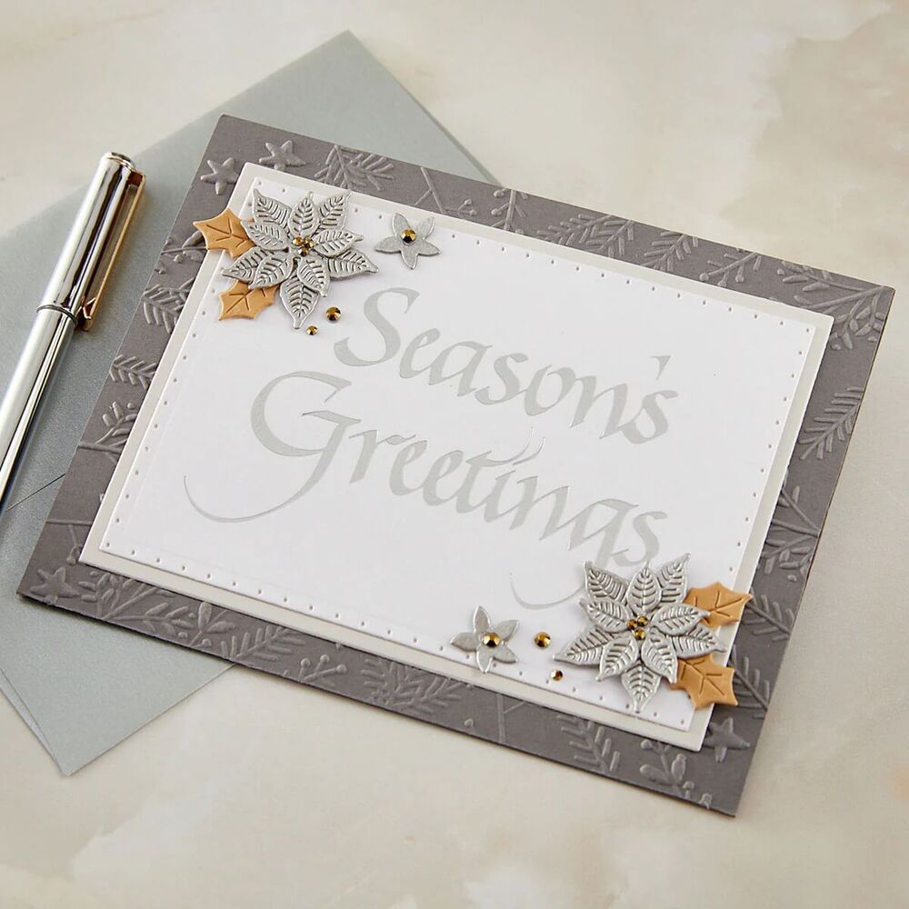 Spellbinders BetterPress Press + Foil Plate - Upright Italic Season's Greetings (by Paul Antonio) BP-371