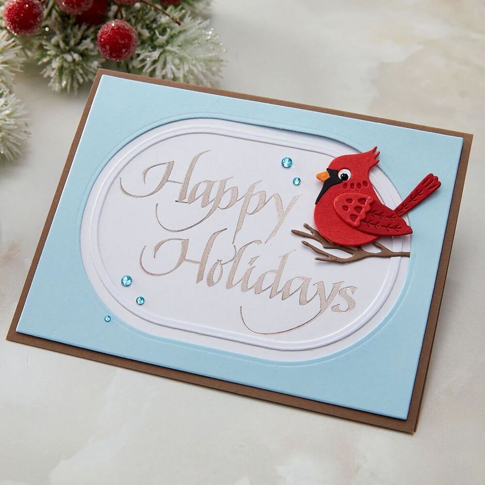 Spellbinders BetterPress Press + Foil Plate - Upright Italic Happy Holidays( by Paul Antonio) BP-372