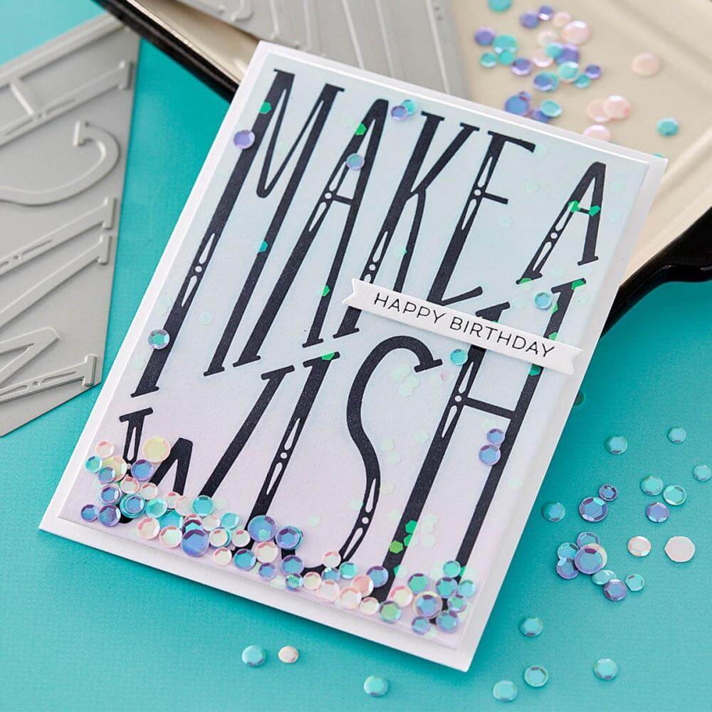 Spellbinders BetterPress Letterpress System Press Plates - Diagonal Make A Wish (2/Pkg) BP037