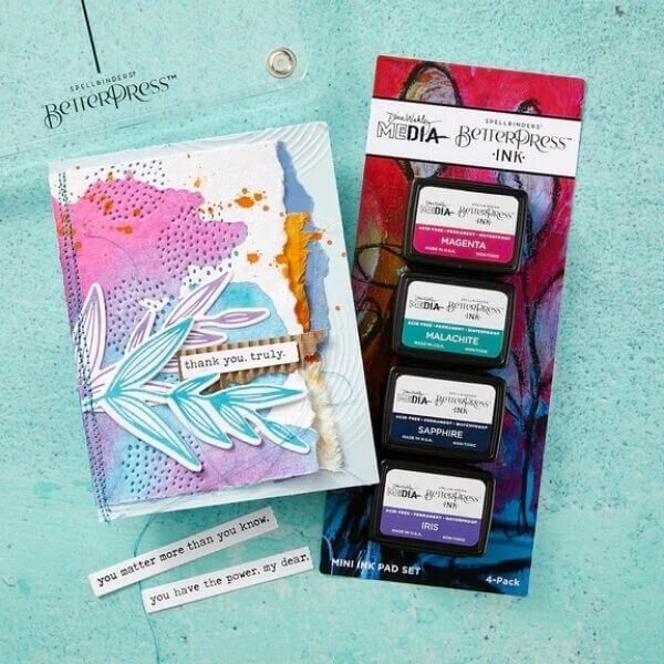 Spellbinders BetterPress Mini Ink Pad Set 4/Pkg - Happy (by Dina Wakley) BPI-049