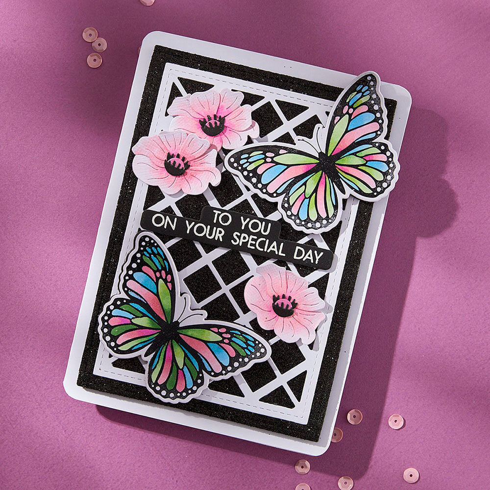 Spellbinders Press Plate & Die Set - Wildflowers Collection - Butterfly Silhouettes (by Lisa Horton) BPR-028