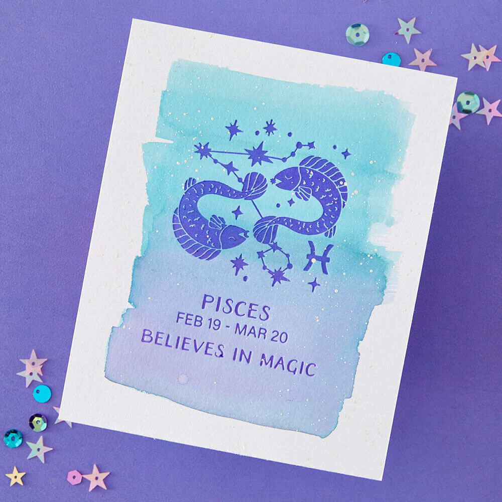 Spellbinders BetterPress Registration Press + Foil Plate - Block Print Pisces BPR-039