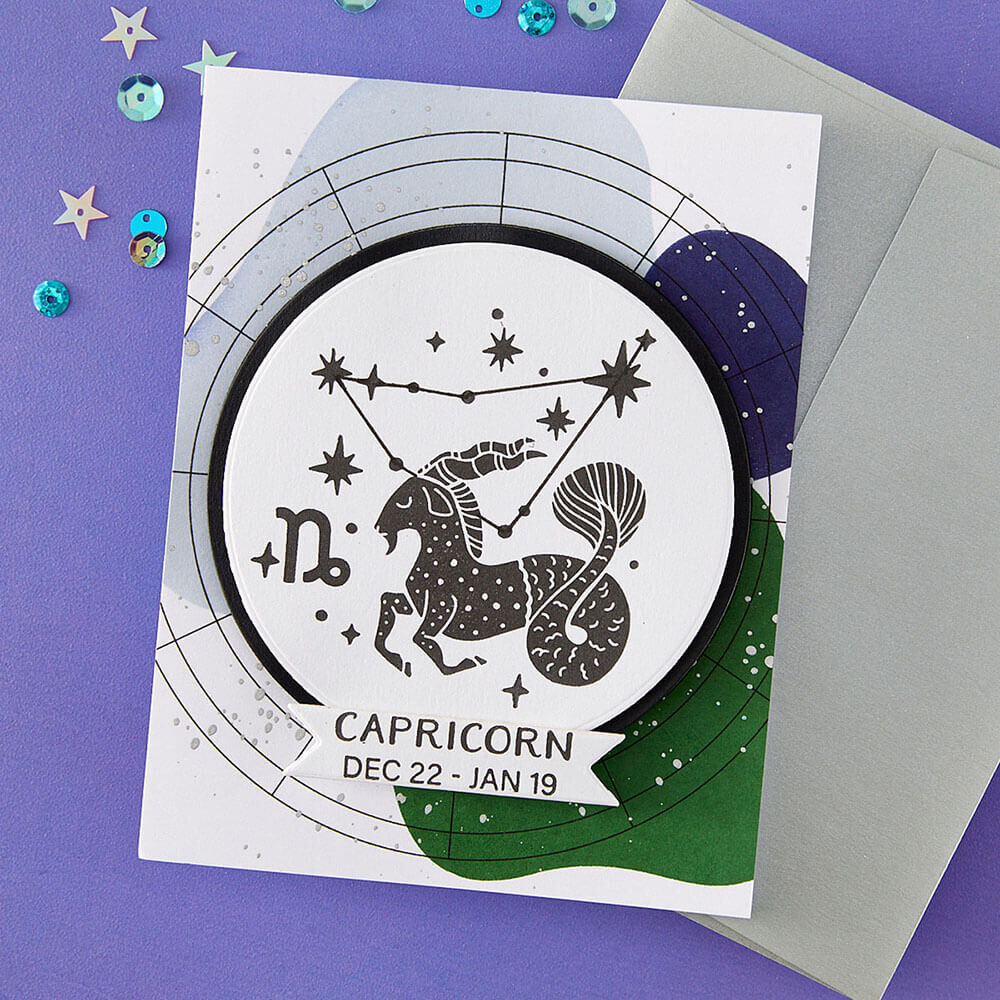 Spellbinders BetterPress Registration Press + Foil Plate - Block Print Capricorn BPR-049