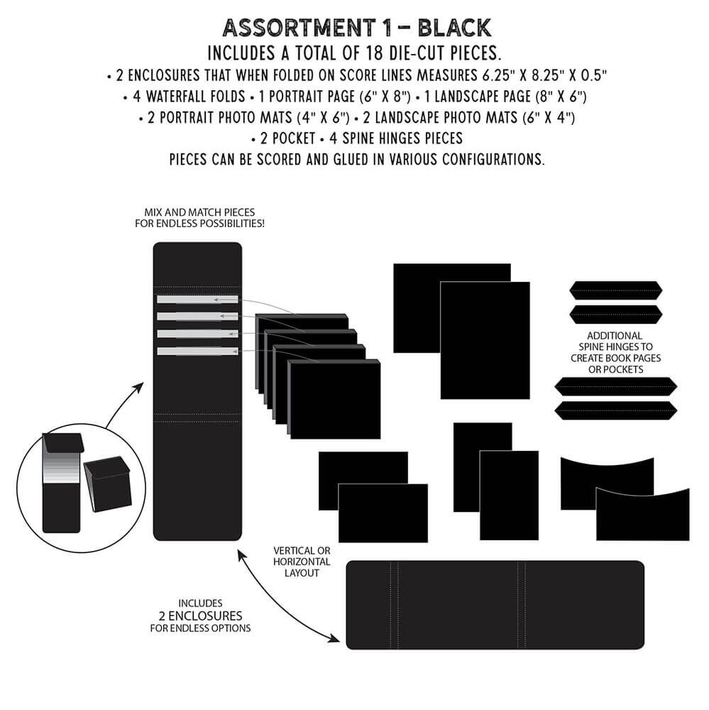 49 and Market  Create-An-Album Collection - Inserts - Assortment 1 - Black