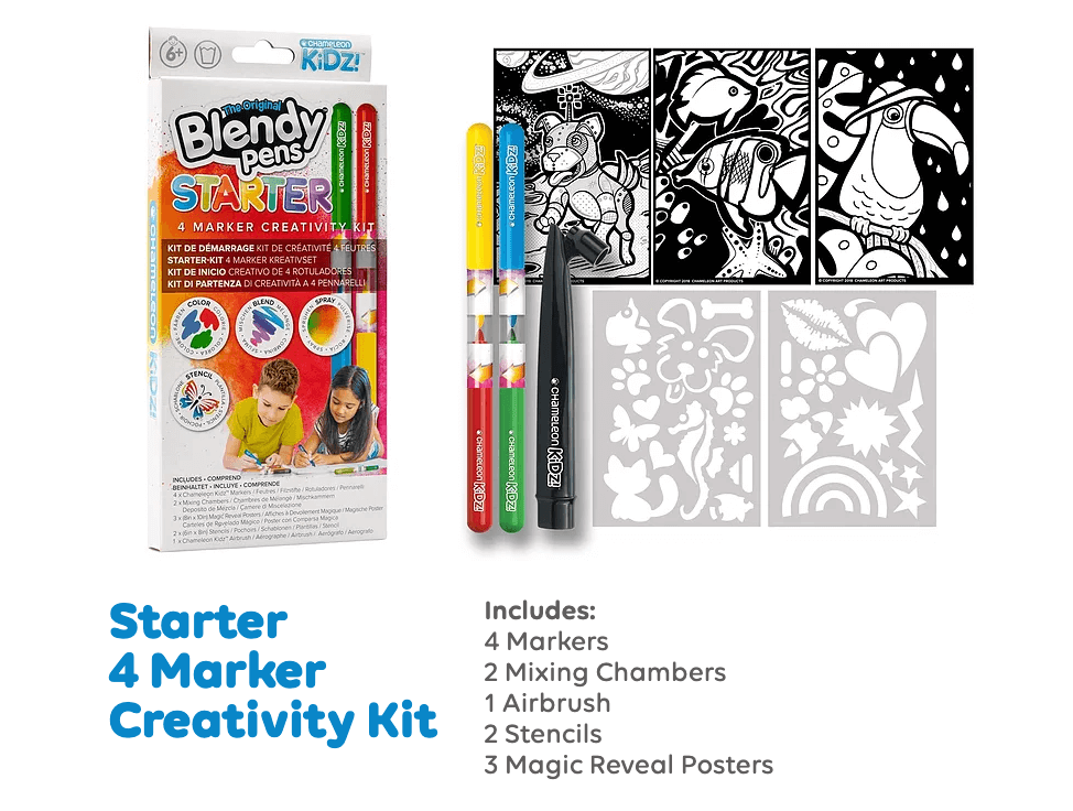 Chameleon Kidz Blendy Pens Travel 4 Marker Creativity Kit