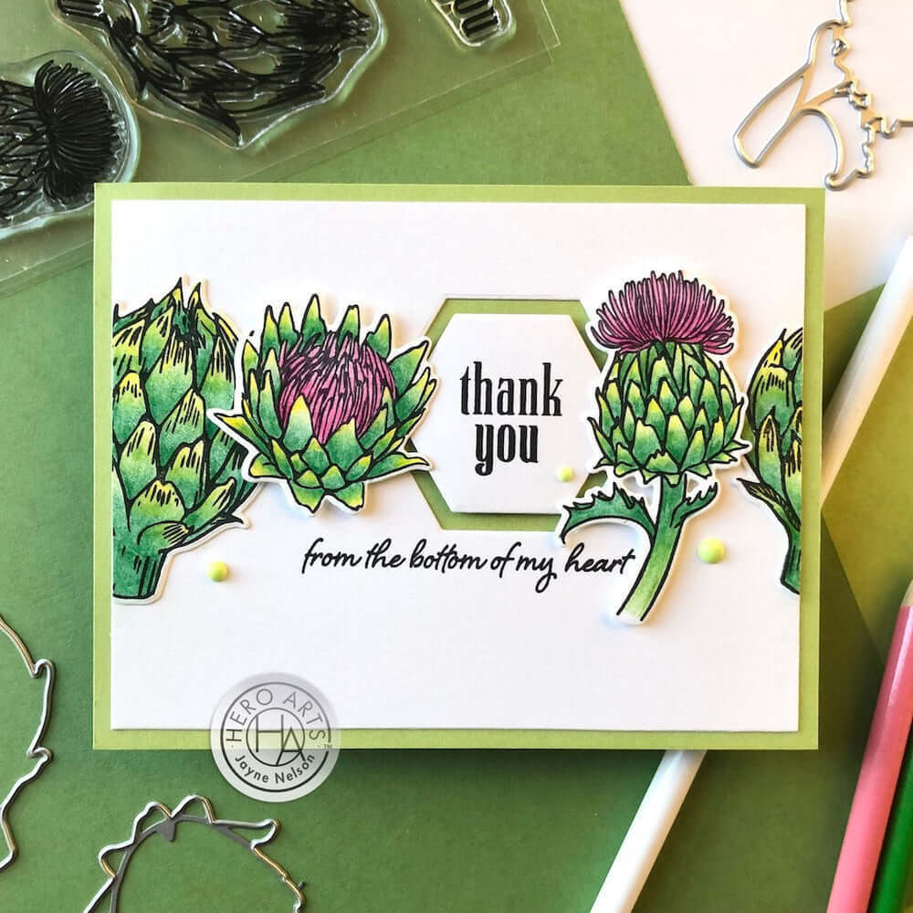 Hero Arts Clear Stamps 4"X6" - Artichoke Blooms CM594