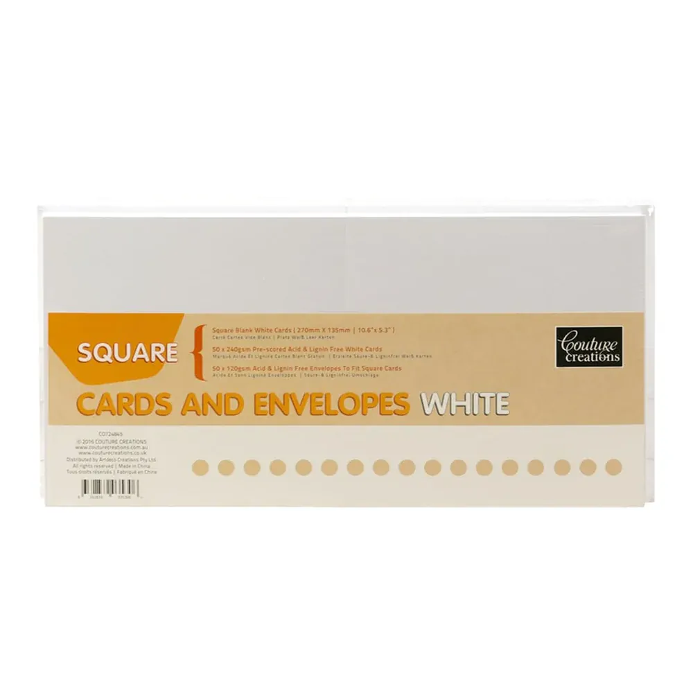 Card + Envelope Pack - White Square 50 sheets CO724845