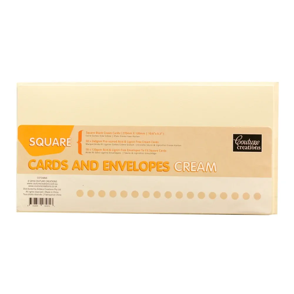 Card + Envelope Pack - Cream Square 50+50 pcs CO724846