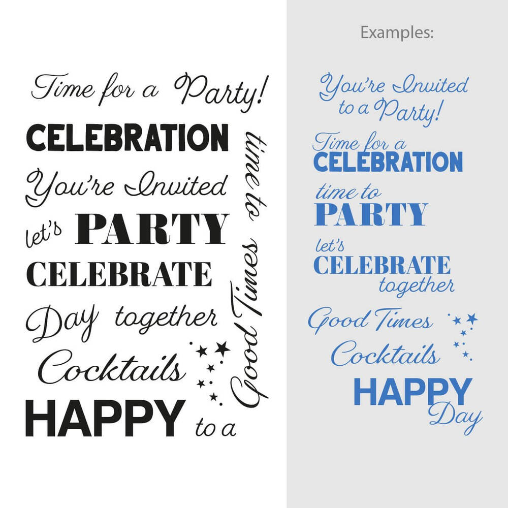 Couture Creations Stamp Set - Celebrations Sentiment (15pc) 80 x 116mm