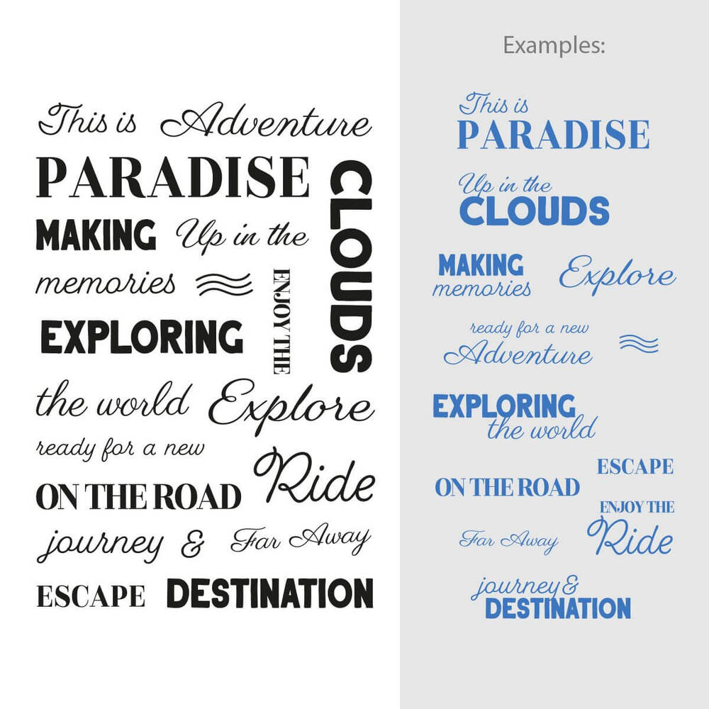 Couture Creations Stamp Set - Exploration Sentiment (20pc) 80 x 116mm