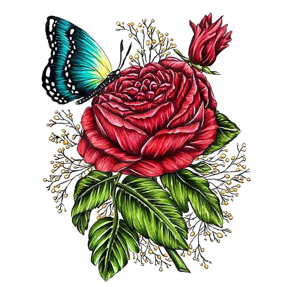 Couture Creations  Stamp and Colour Set - Vintage Blooms - Rose (4pc)