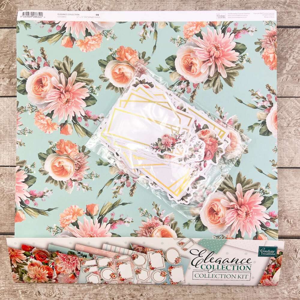 Couture Creations Collection Kit - Elegance Inc. 2 Foiled Sheets (Includes 2 x 8 papers + ephemera pack)