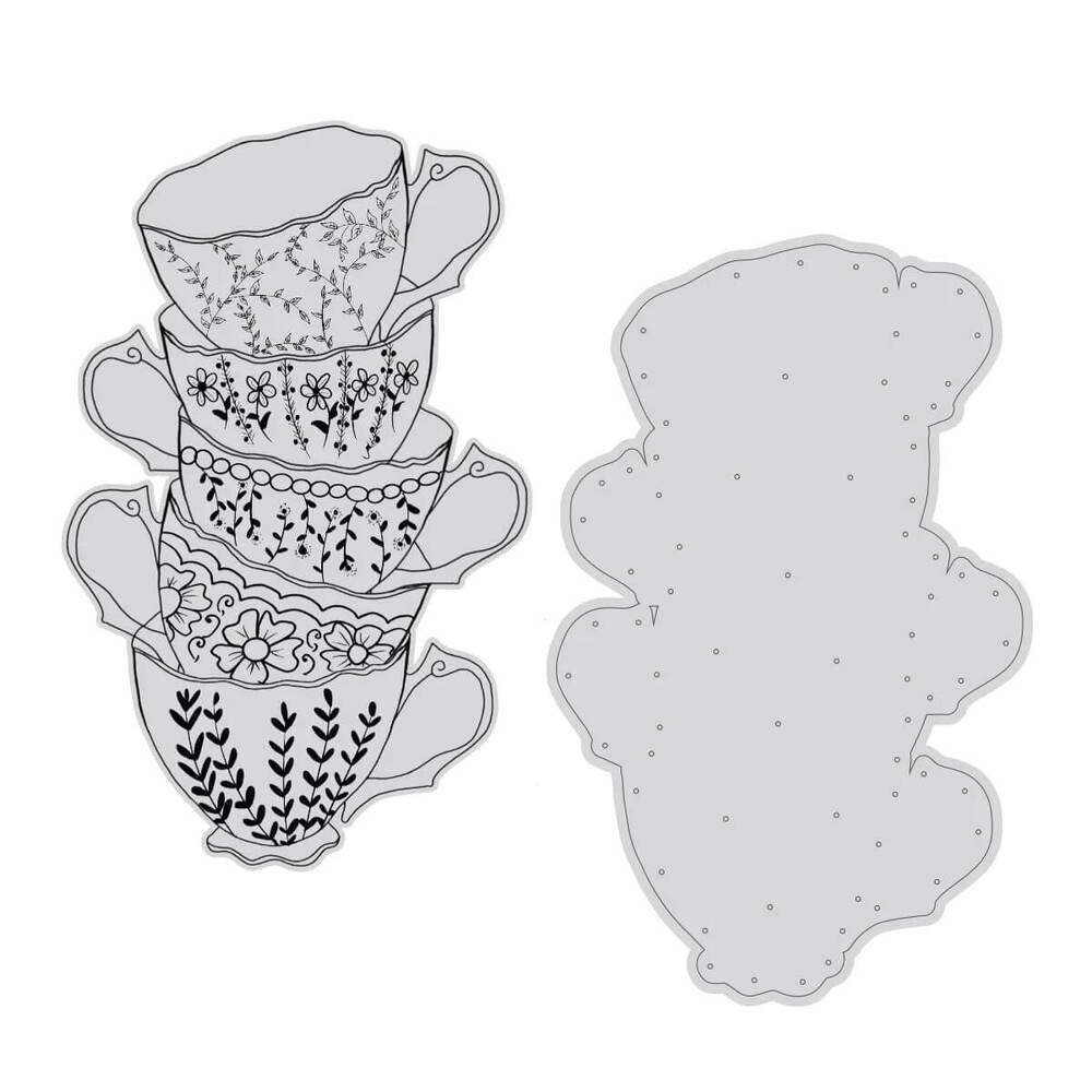 Couture Creations Stamp & Dies - Vintage Tea Collection - High Tea Cup