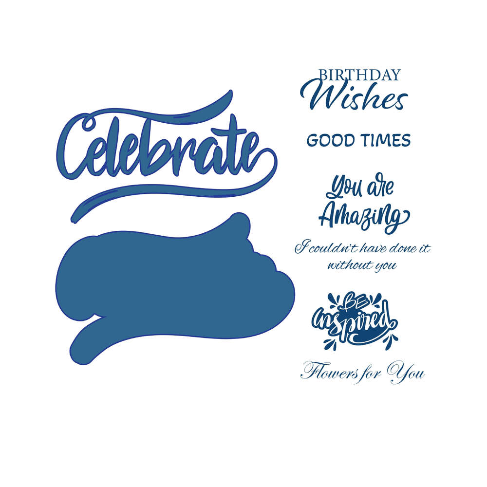 Couture Creation Stamp & Die Set - Blues by You Collection - Celebrate (8pc)