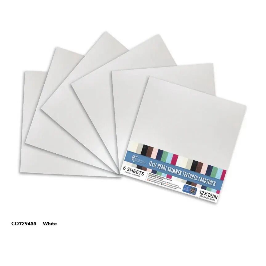 Couture Creations Pearl Shimmer Textured Cardstock 12x12 - White (210gsm) - 6 Sheets