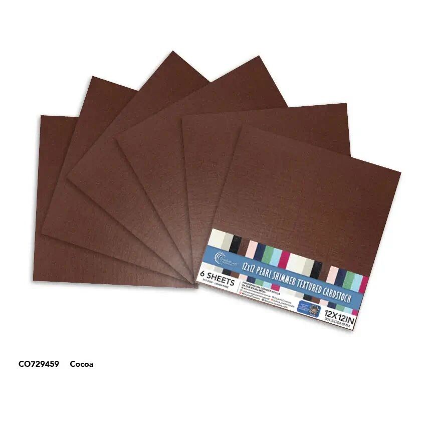 Couture Creations Pearl Shimmer Textured Cardstock 12x12 - Cocoa (210gsm) - 6 Sheets