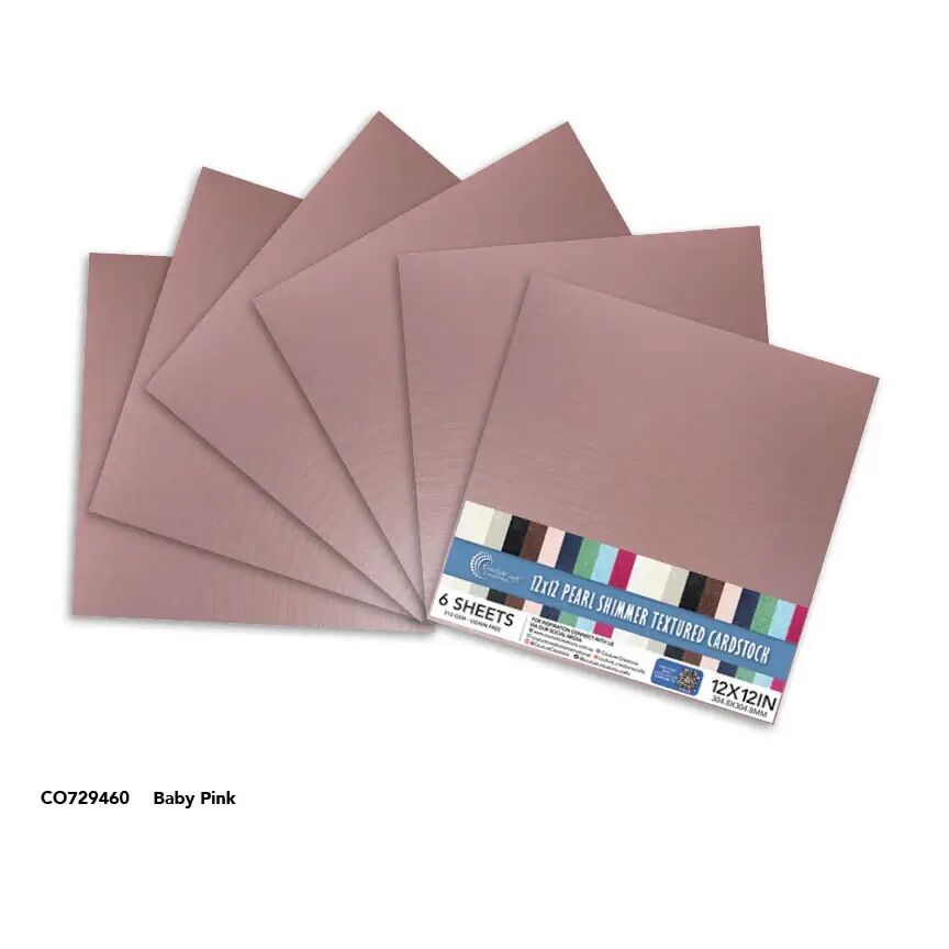 Couture Creations Pearl Shimmer Textured Cardstock 12x12 - Baby Pink (210gsm) - 6 Sheets