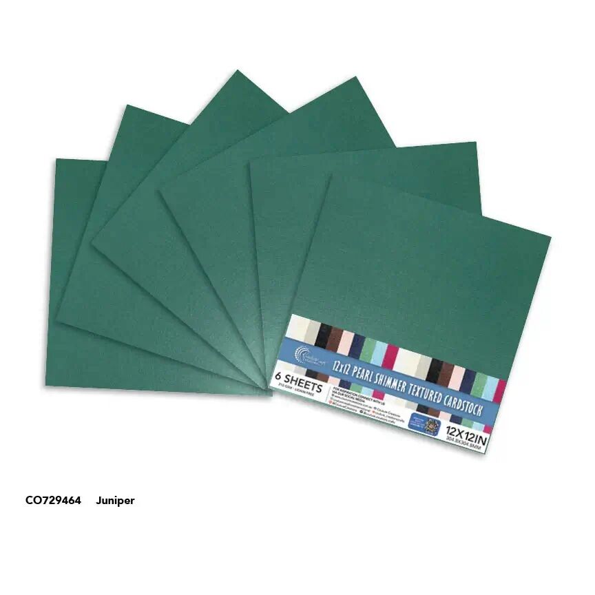 Couture Creations Pearl Shimmer Textured Cardstock 12x12 - Juniper Green (210gsm) - 6 Sheets