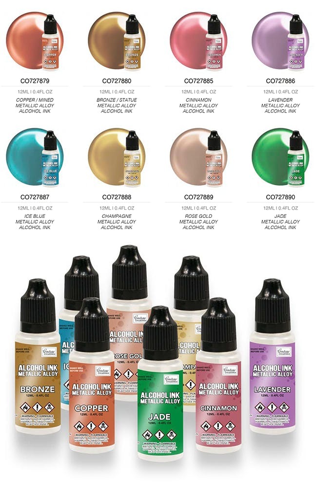Couture Creations Alcohol Inks Metallic Alloy Bundle 12 ml x 8 Colours