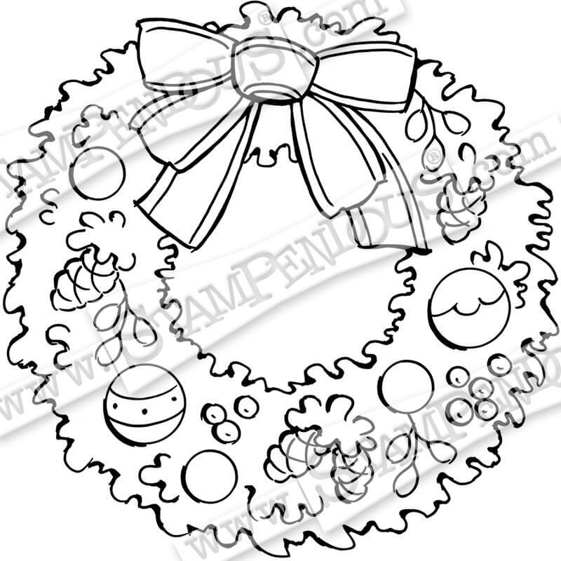 Stampendous Cling Stamp - Pinecone Wreath