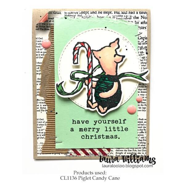 Impression Obsession Clear Stamps - Piglet Candy Cane CS1136