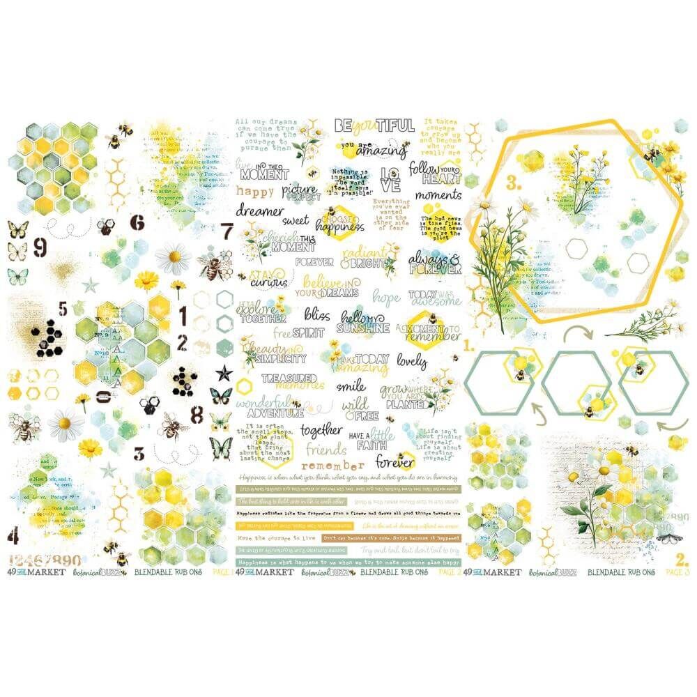 49 And Market Rub-On Transfer Set 6"X12" - Botanical Buzz