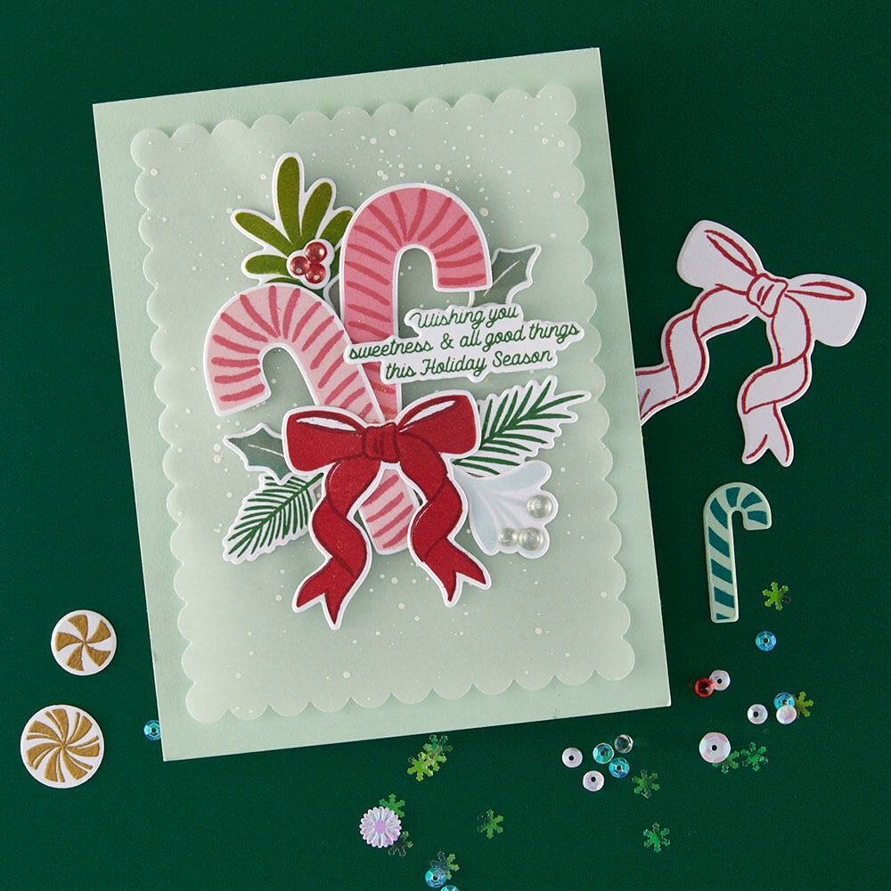 Hero Arts Stamp & Cut Set - Candy Cane Season Collection - Candy Cane Swag DC322
