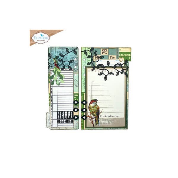 Elizabeth Craft Designs Dies - Planner Essentials 53 - Half Tab Page with Christmas Lights EC1964