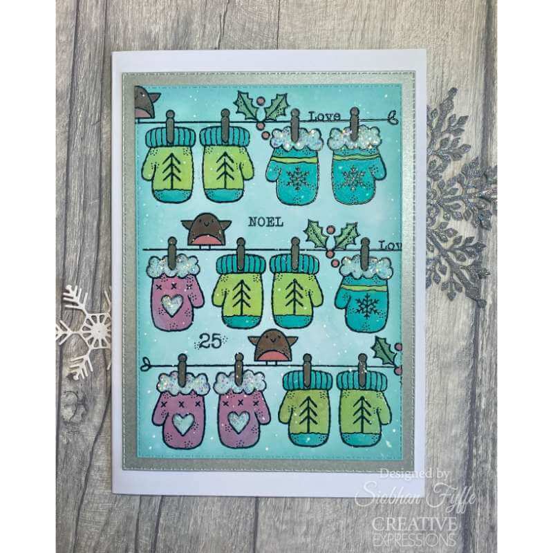 Woodware Clear Stamps Singles - Winter Mittens (8in x 2.6in)