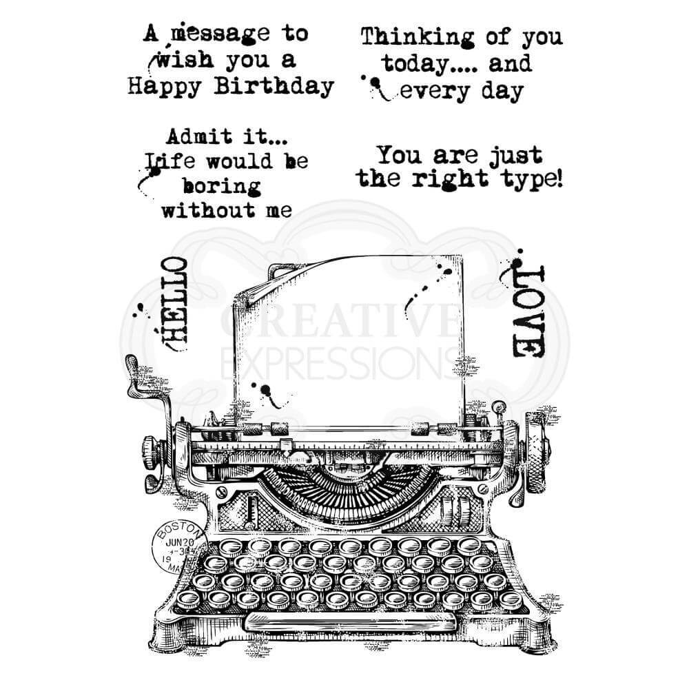 Woodware Clear Stamps 4"x6" - Vintage Typewriter