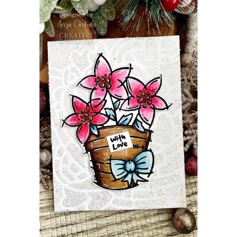 Woodware Clear Stamps - Potted Poinsettias (4in x 6in)
