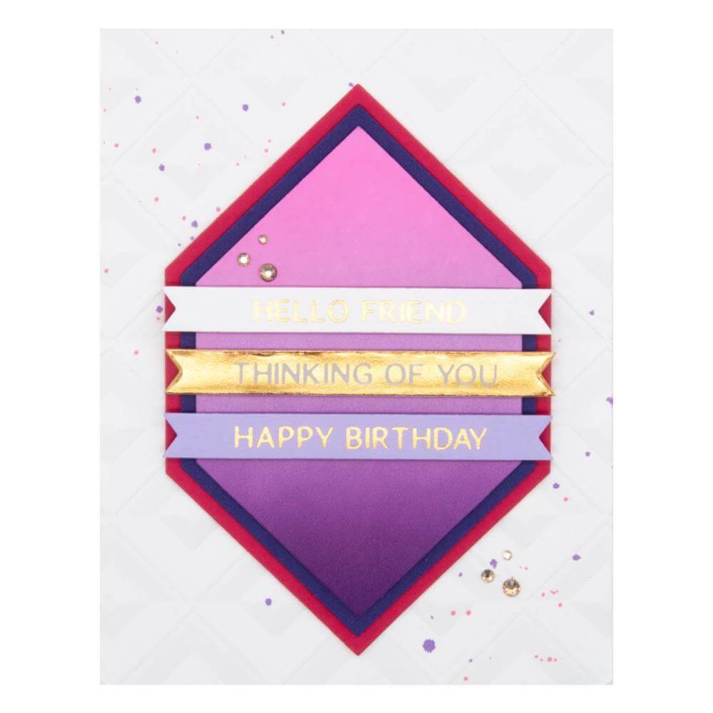 Spellbinders Glimmer Hot Foil Plate & Die - Hexi-Gem Sentiments GLP406