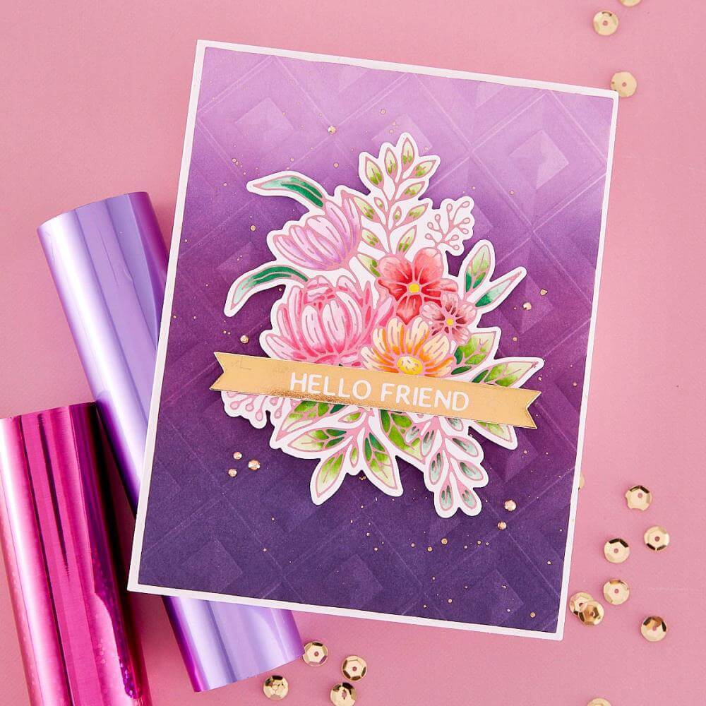 Spellbinders Glimmer Hot Foil Plate & Dies - Hexi-Gems Blooms GLP409