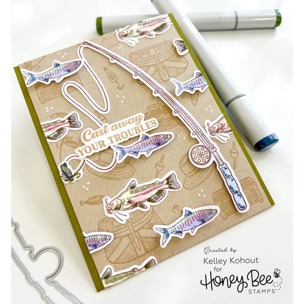 Honey Bee Clear Stamps 5x6 - Fishing Legend HBST-492